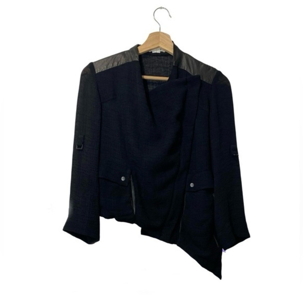 Helmut Lang Off Center Zip Silk Jacket Black Vintage 1990s size S Made in USA